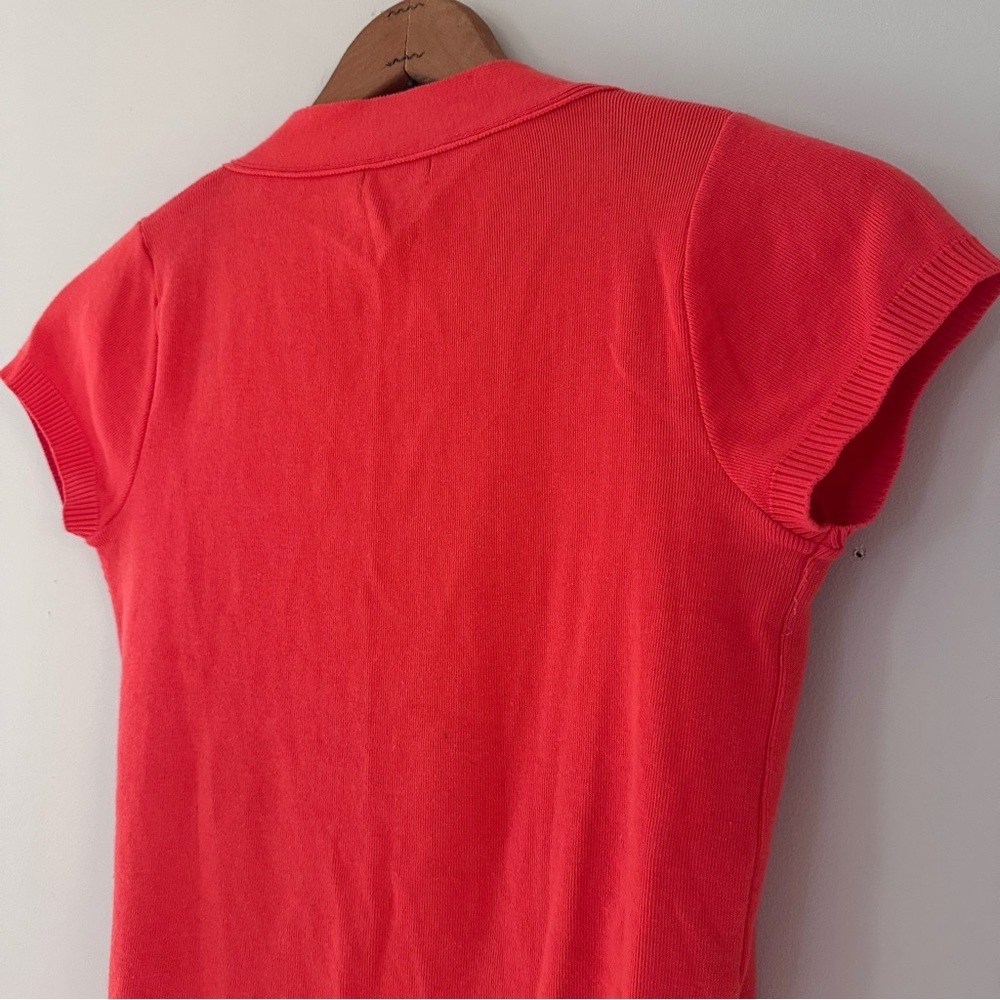 Benetton Made in Italy Cotton Open Front Crossover Short Sleeve Shirt Sweater - Picture 7 of 11